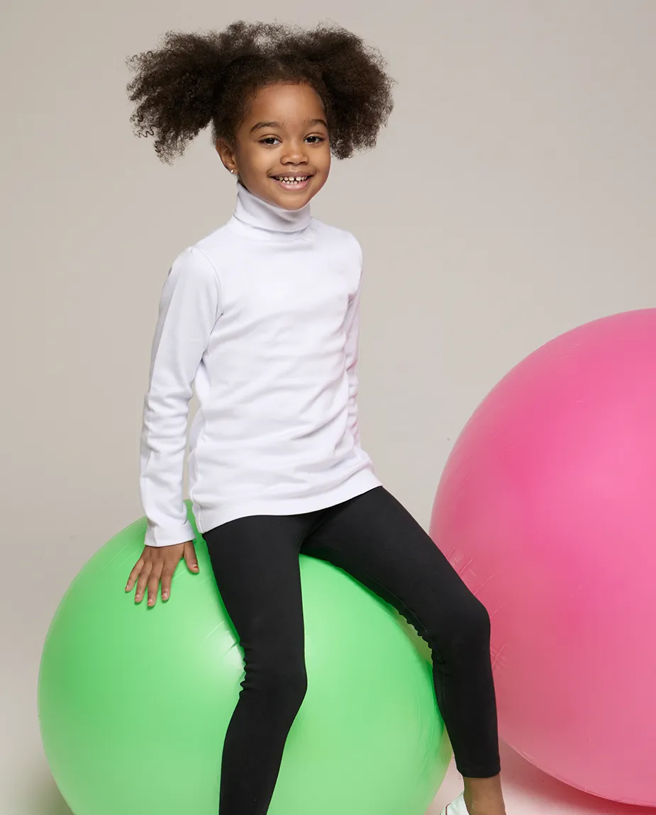 Big Girl Cotton Long Sleeve Solid Turtleneck T-Shirt