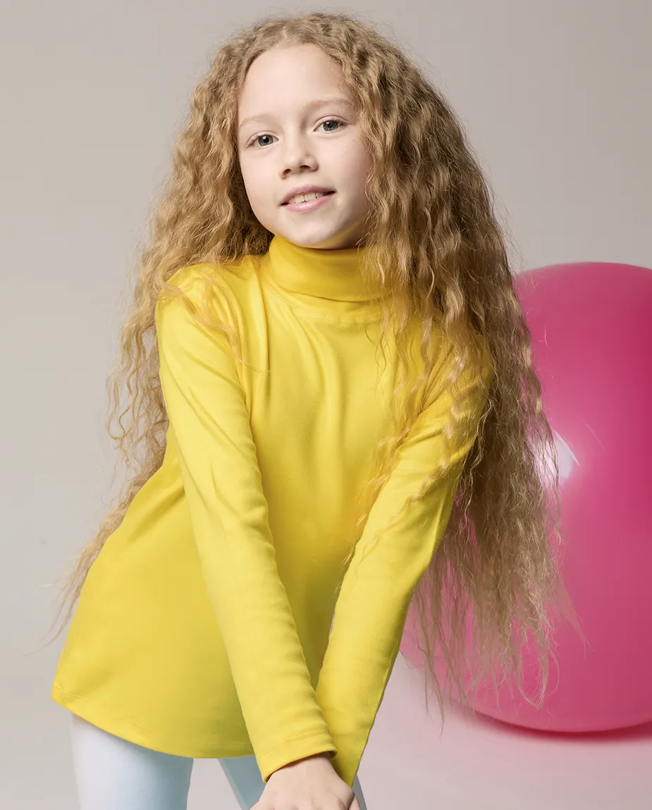 Big Girl Cotton Long Sleeve Solid Turtleneck T-Shirt