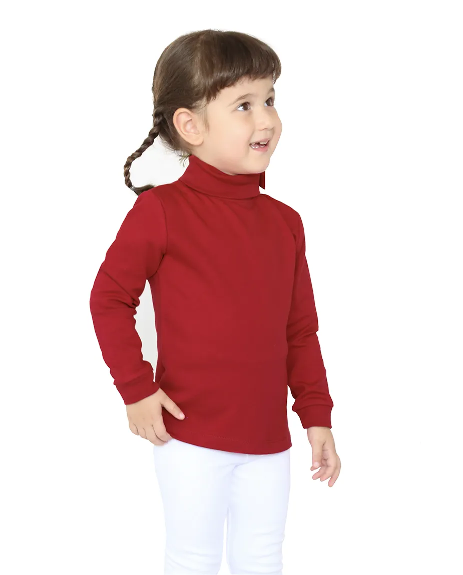 Big Girl Cotton Long Sleeve Solid Turtleneck T-Shirt
