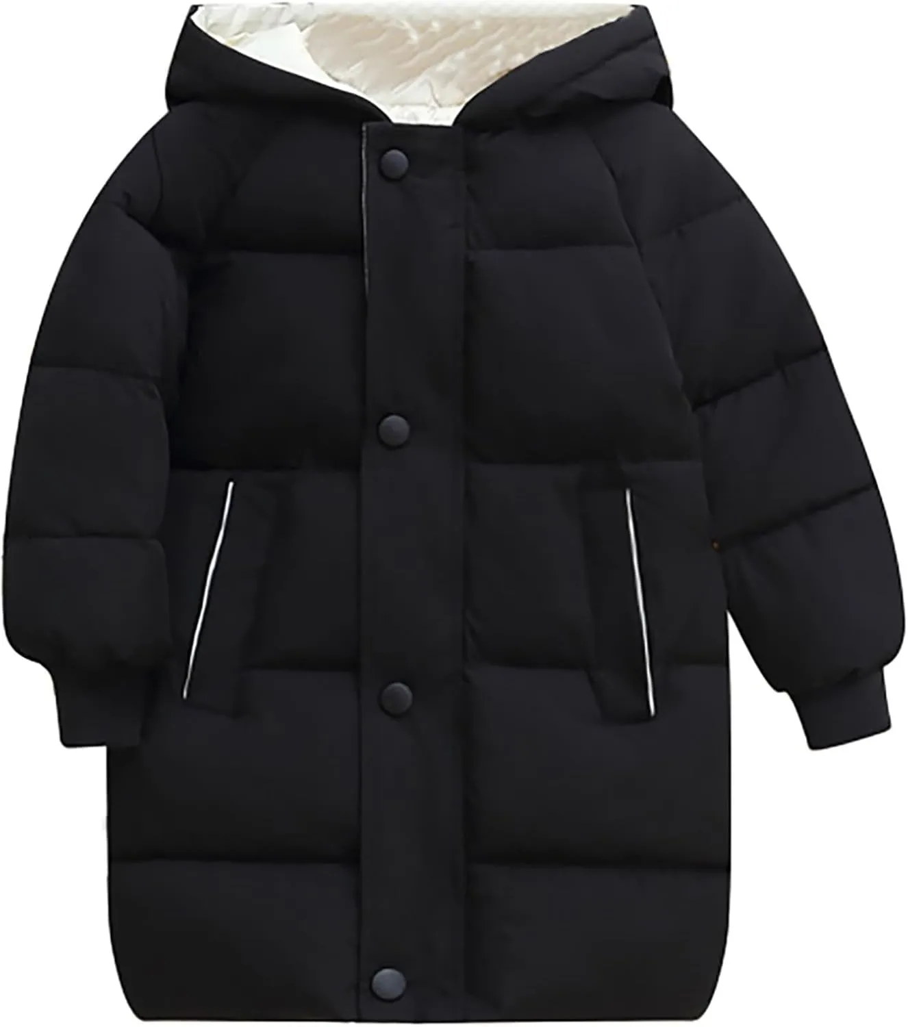 Big Girls Quilted Jacket Children's Down Padded Jacket Long Cotton Padded Jacket Baby Winter Coat for (Black, 5-6 Years)