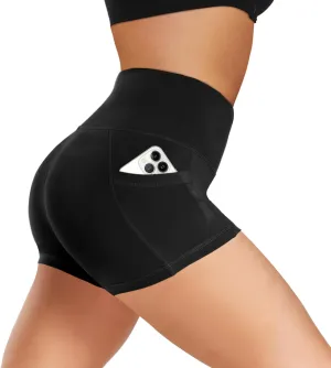 Biker Shorts Women with Pockets - 3"/5"/8" High Waisted Soft Tummy Control Workout Shorts for Yoga Athletic Gym