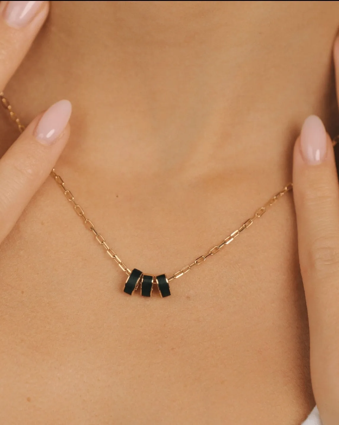 Black Agate Inlay Spacer - 10k Solid Gold