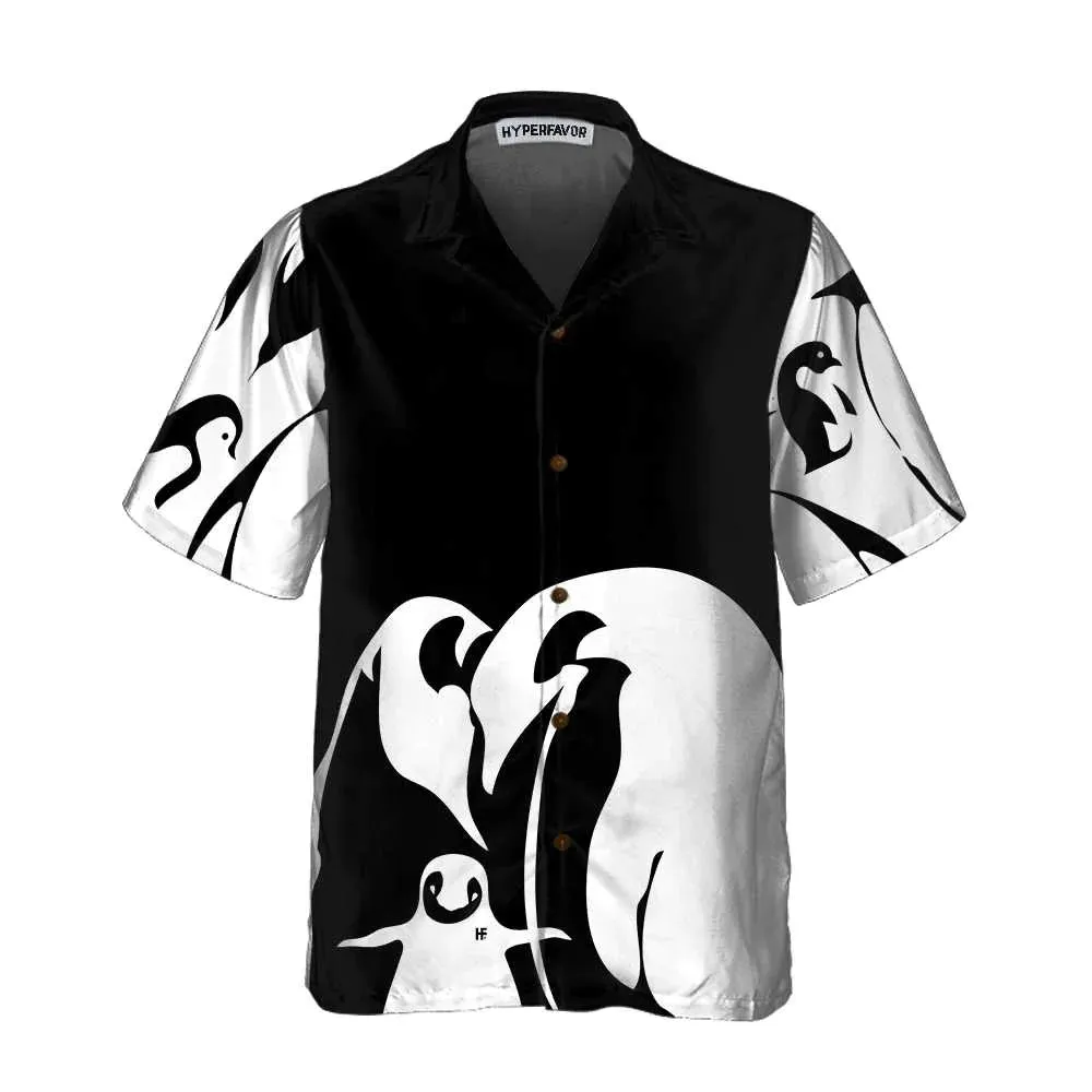 Black And White Penguin Hawaiian Shirt, Cool Penguin Hawaiian Shirt For Men - Perfect Gift Husband, Wife, Boyfriend, Girlfriend, Family, Friends