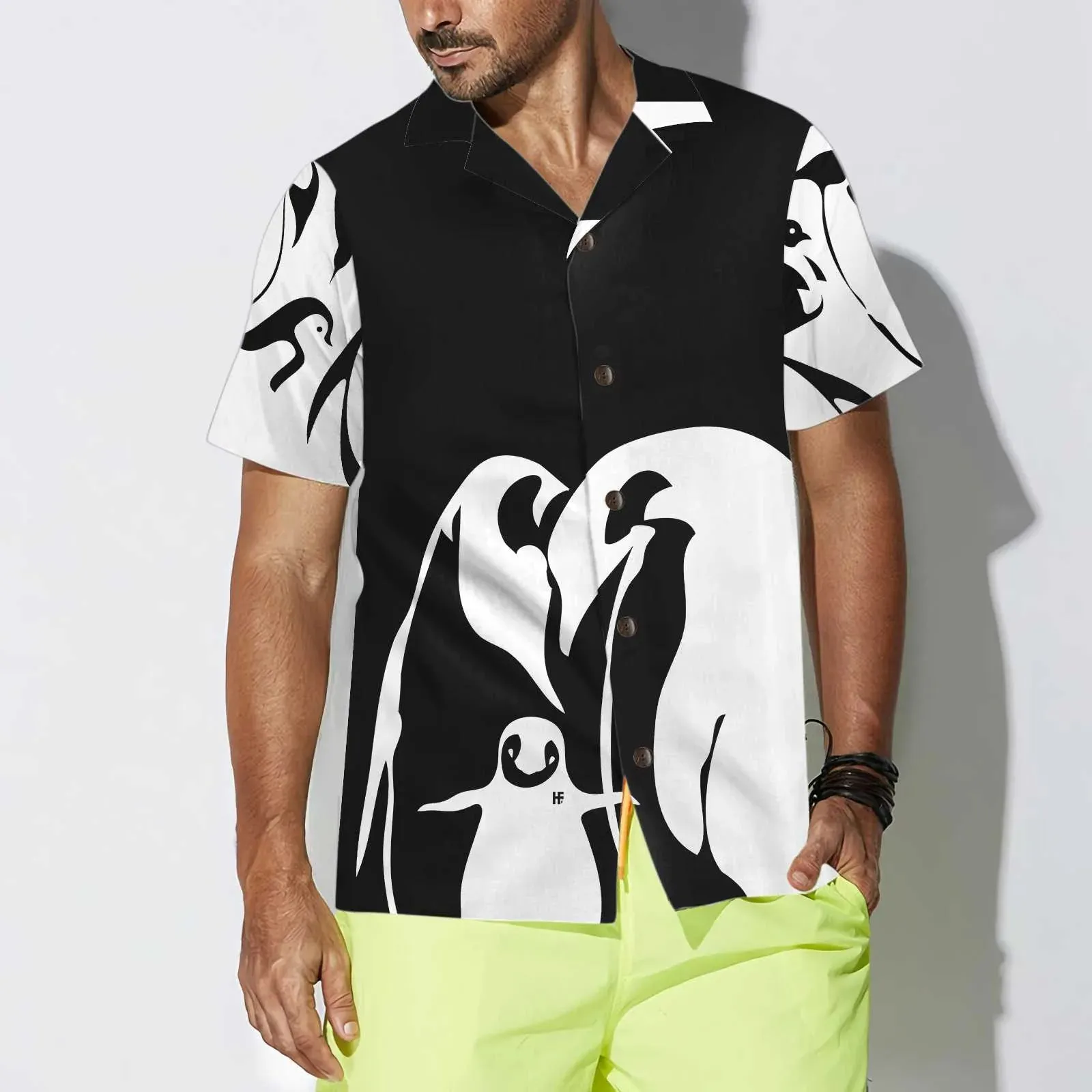 Black And White Penguin Hawaiian Shirt, Cool Penguin Hawaiian Shirt For Men - Perfect Gift Husband, Wife, Boyfriend, Girlfriend, Family, Friends