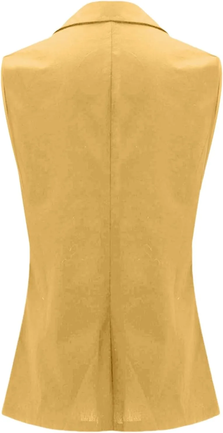 Blazer Vest for Women Summer Trendy Sleeveless Suit Jacket Dressy Casual Outfits for Business & Vacation with Pockets