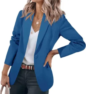 Blazers for Women Business Casual Blazers Open Front Long Sleeve Work Office Suit Jackets Fall Outerwear with Pockets