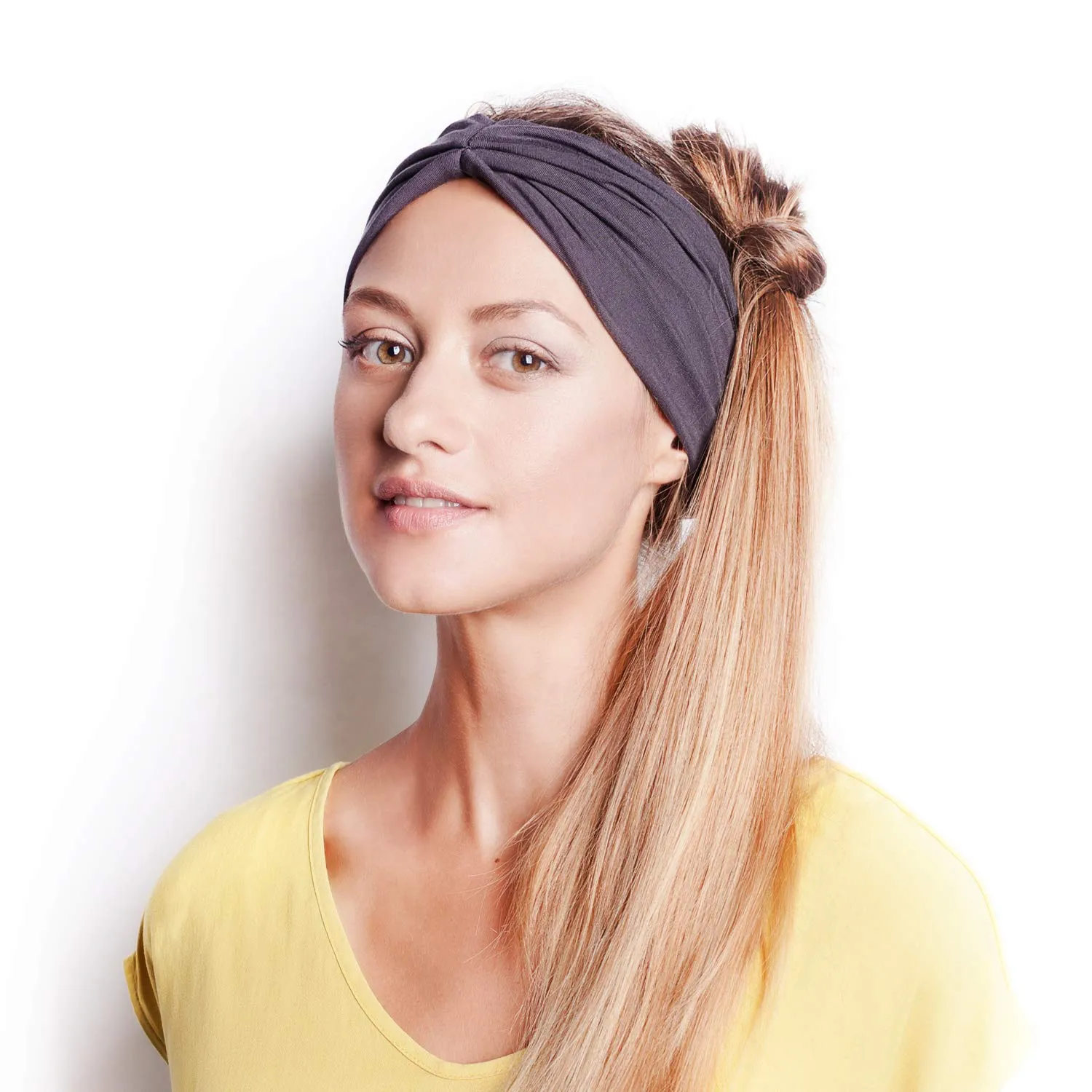 BLOM Original Boho 2-Pack Headbands for Women- Non-Slip Knotted Headband- Women Hair Band Made in Bali- 6" Wide Multistyle Elastic Head Wrap Perfect for Running, Yoga, Travel, Workouts & Fashion