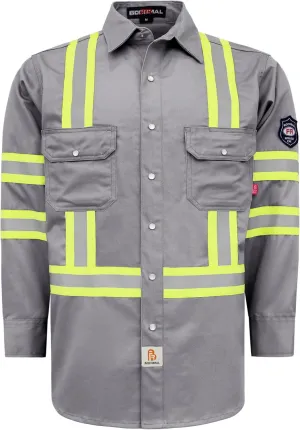 BOCOMAL FR Shirts High Visibility/Hi Vis Flame Resistant/Fire Retardant Shirt 7.5oz Men's Reflective Shirts