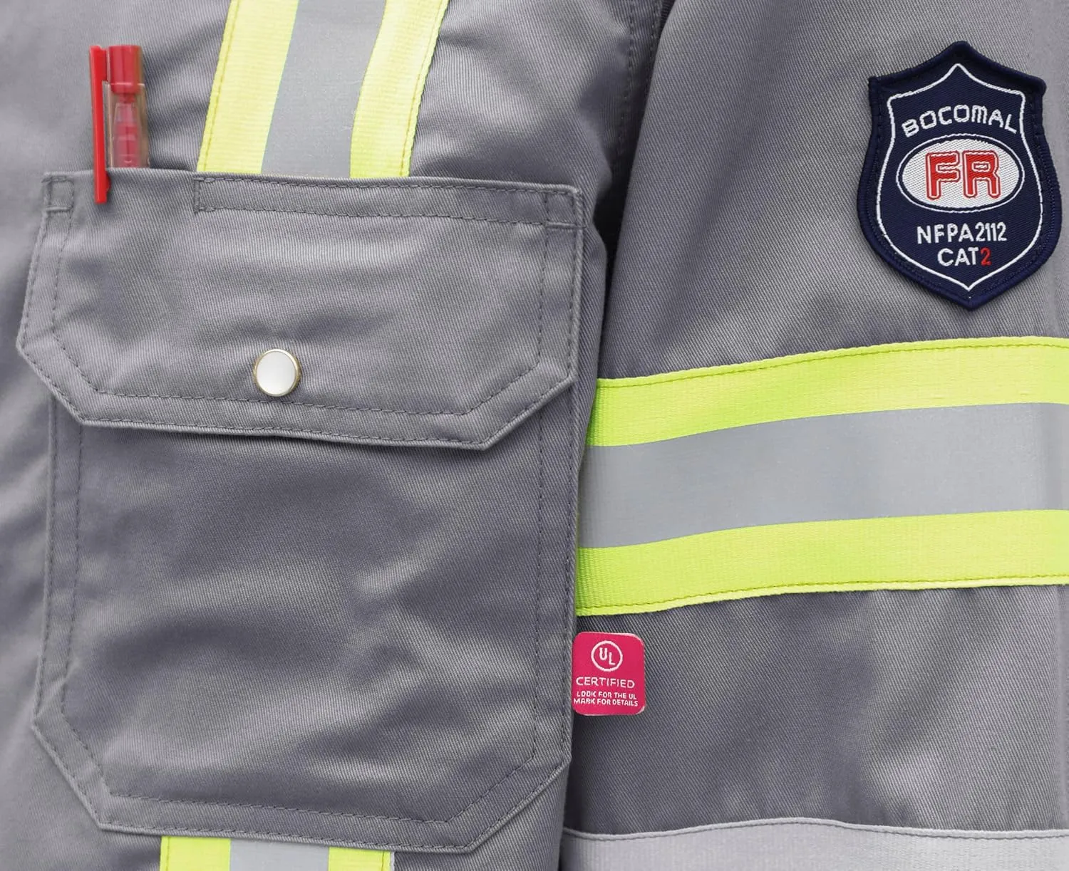 BOCOMAL FR Shirts High Visibility/Hi Vis Flame Resistant/Fire Retardant Shirt 7.5oz Men's Reflective Shirts
