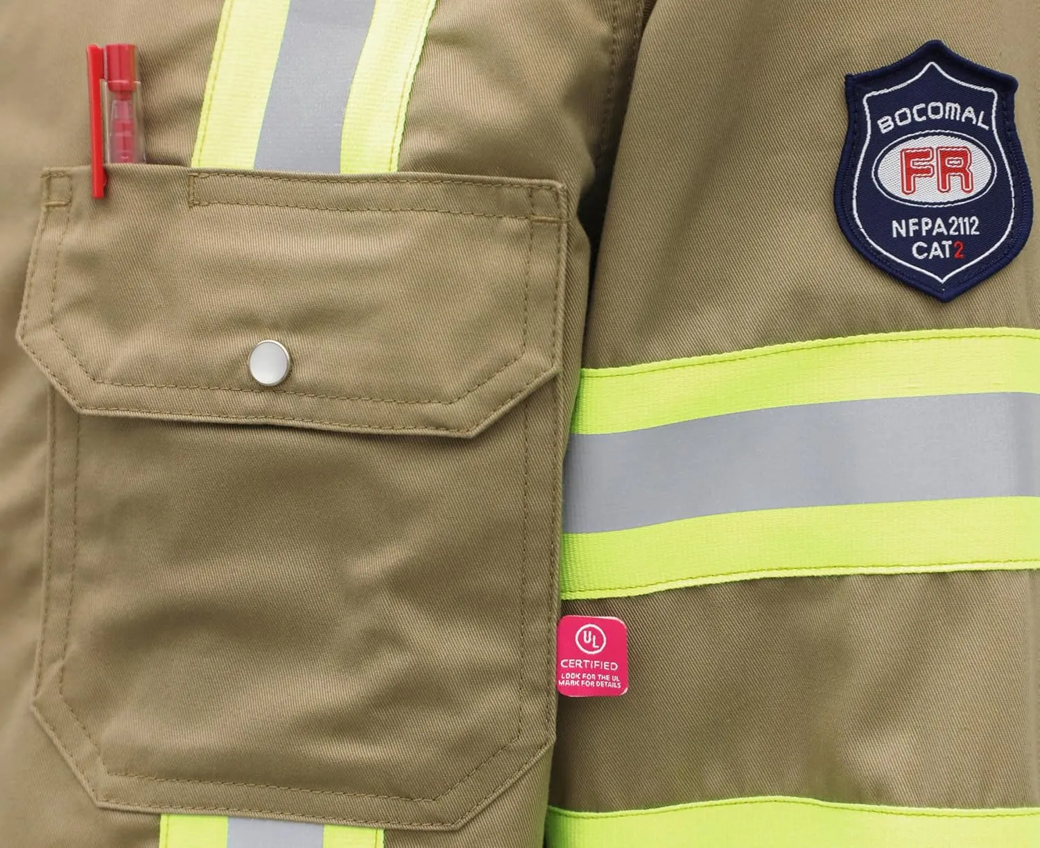 BOCOMAL FR Shirts High Visibility/Hi Vis Flame Resistant/Fire Retardant Shirt 7.5oz Men's Reflective Shirts