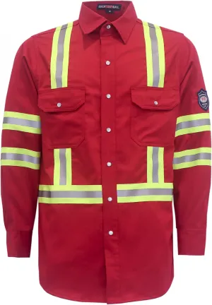 BOCOMAL FR Shirts High Visibility/Hi Vis Flame Resistant/Fire Retardant Shirt 7.5oz Men's Reflective Shirts