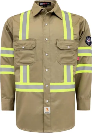 BOCOMAL FR Shirts High Visibility/Hi Vis Flame Resistant/Fire Retardant Shirt 7.5oz Men's Reflective Shirts