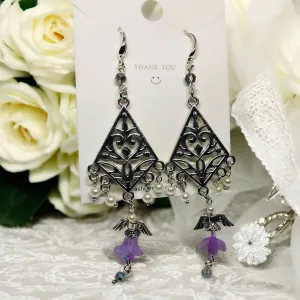 Bohemian Angel Antique Silver Chandelier Earrings