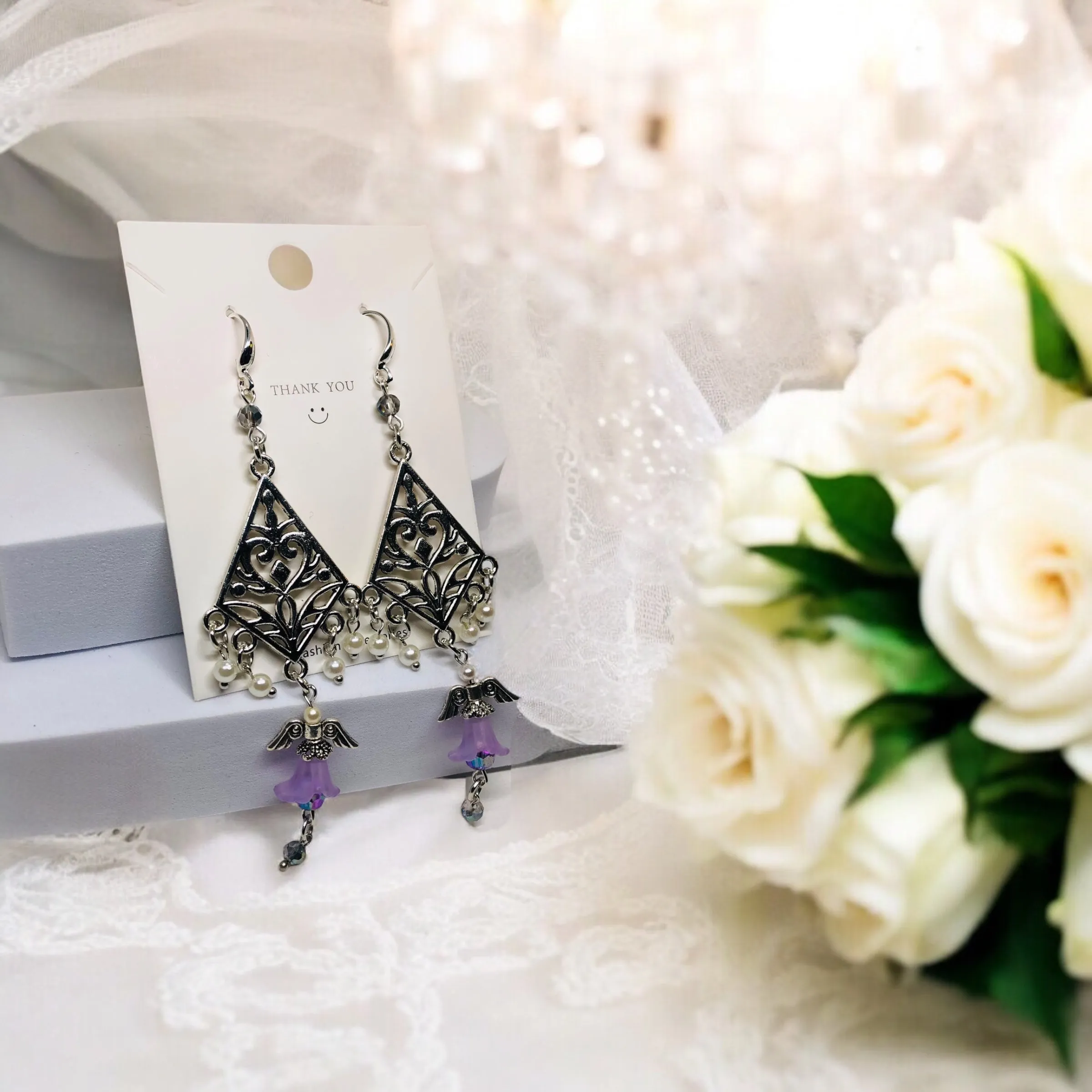 Bohemian Angel Antique Silver Chandelier Earrings