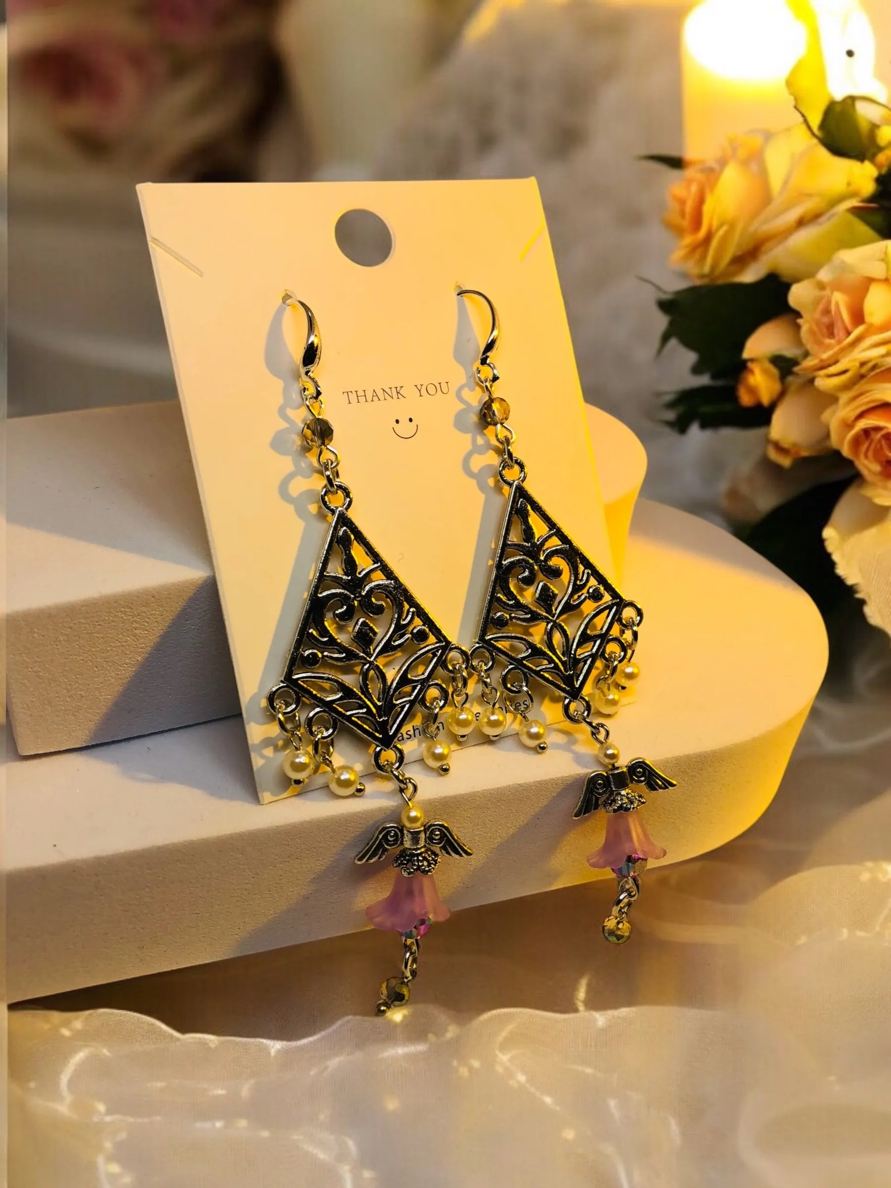 Bohemian Angel Antique Silver Chandelier Earrings
