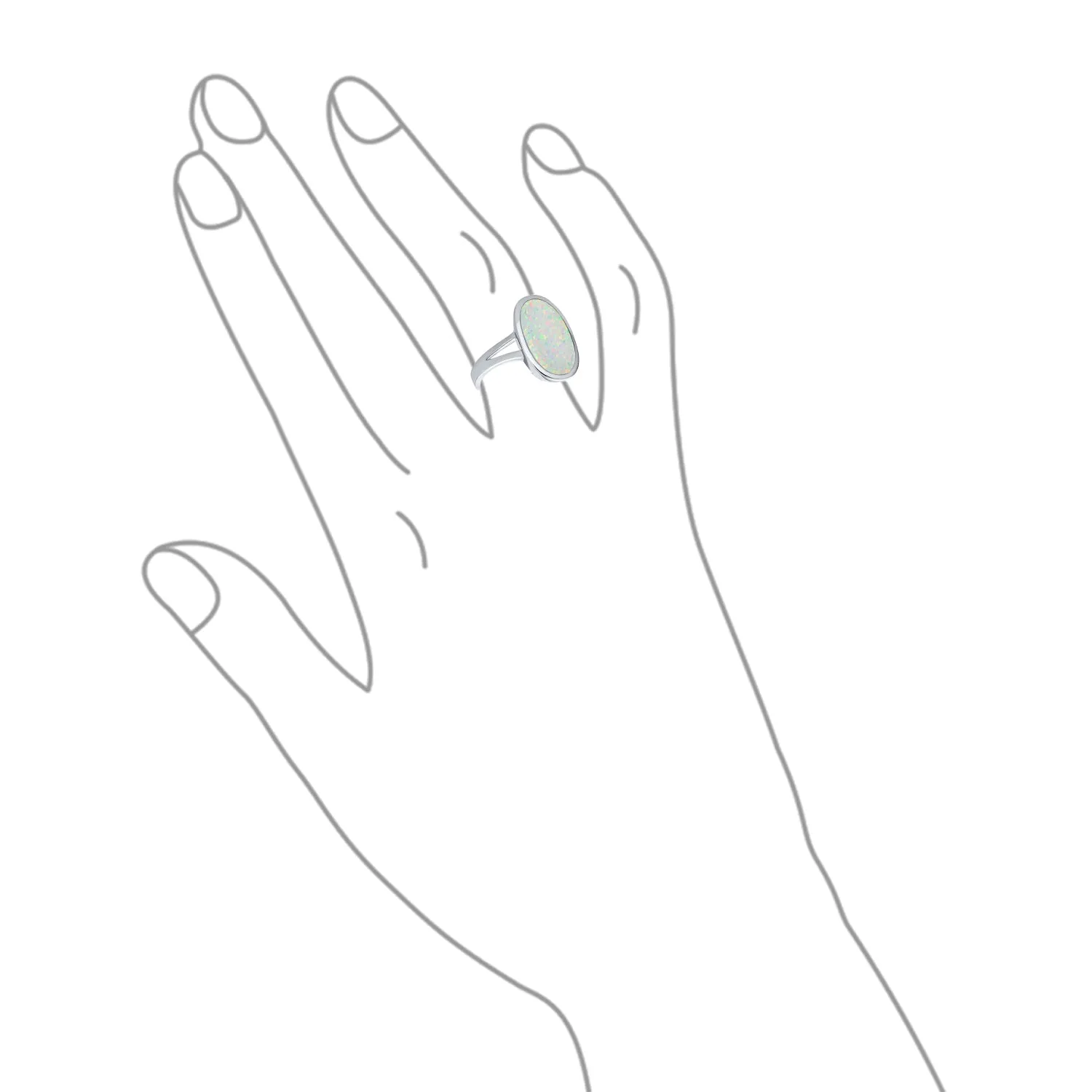 Boho Gemstone Silver Ring Iridescent White Opal - Sterling Split Shank Design