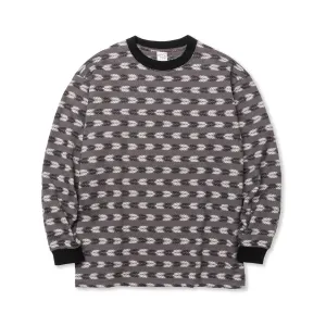 BORDER JACQUARD DROP SHOULDER L/S CS