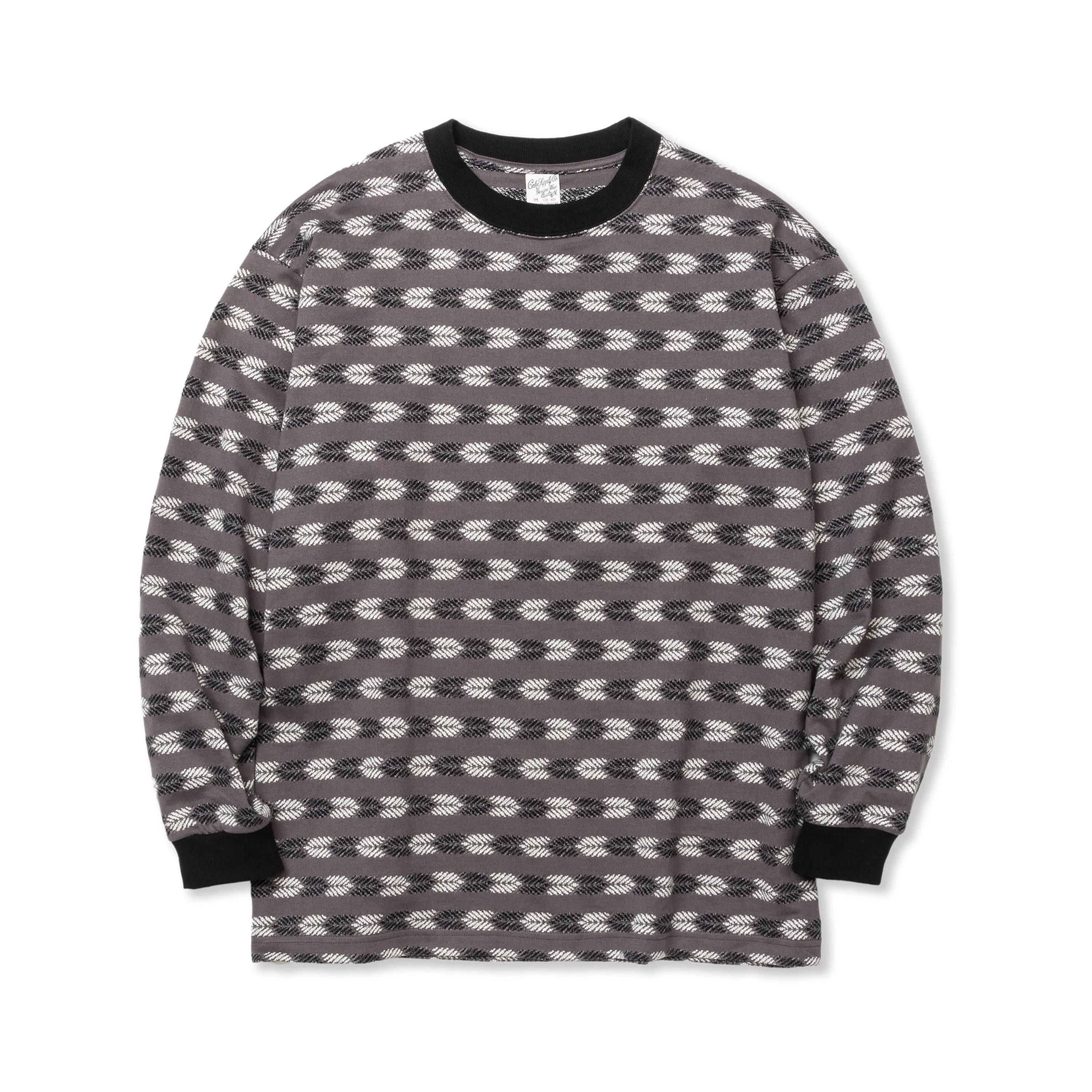 BORDER JACQUARD DROP SHOULDER L/S CS