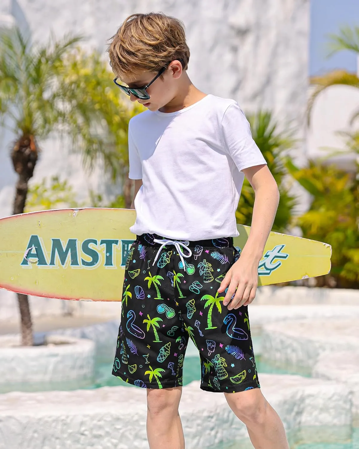 Boys Swim Trunks Board Shorts Teen Boys Swimsuit Quick Dry Swimwear Swimming Shorts Bathing Suit Size 8,10-12,14-16