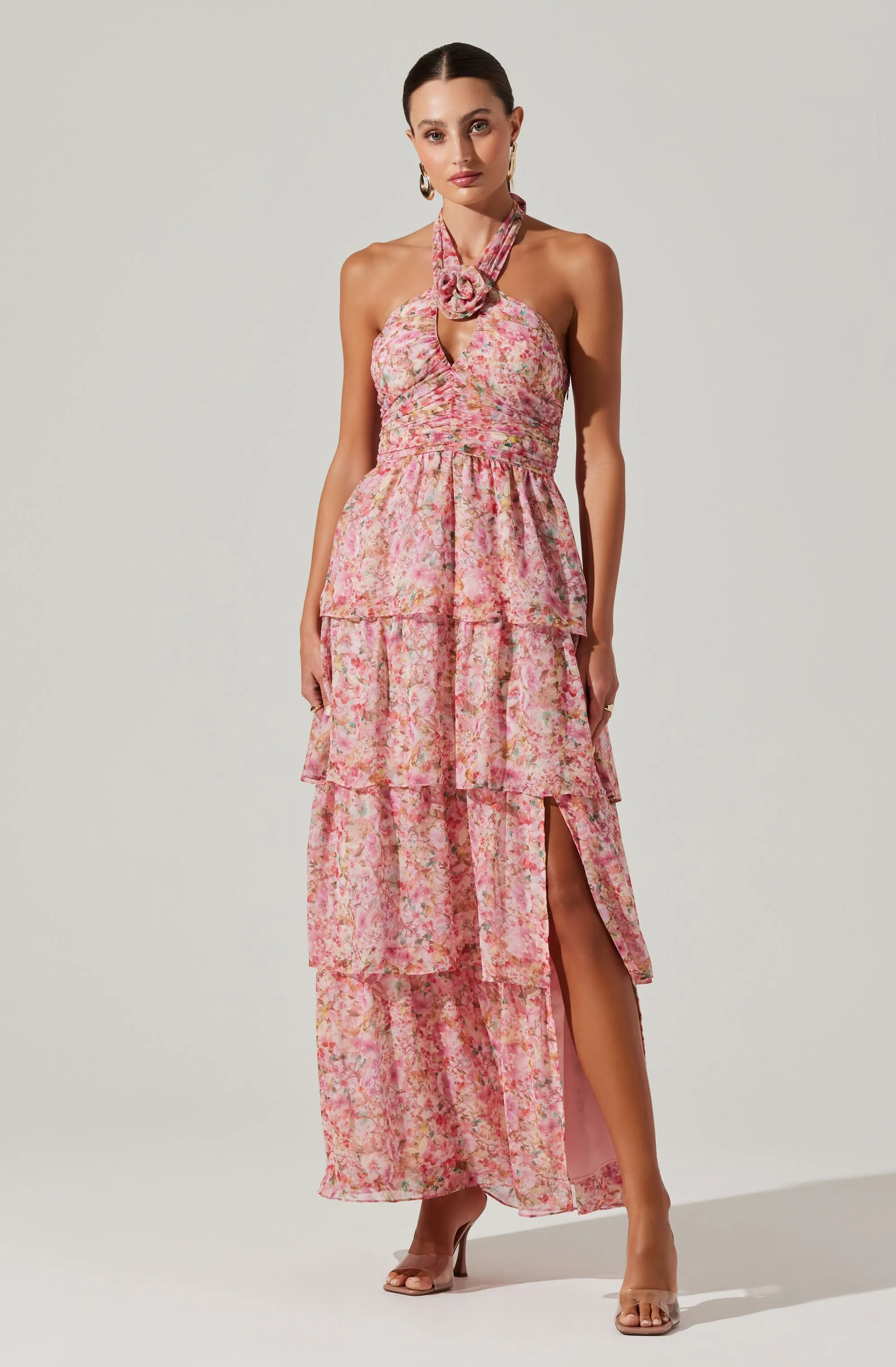 Brinley Floral Tiered Halter Dress