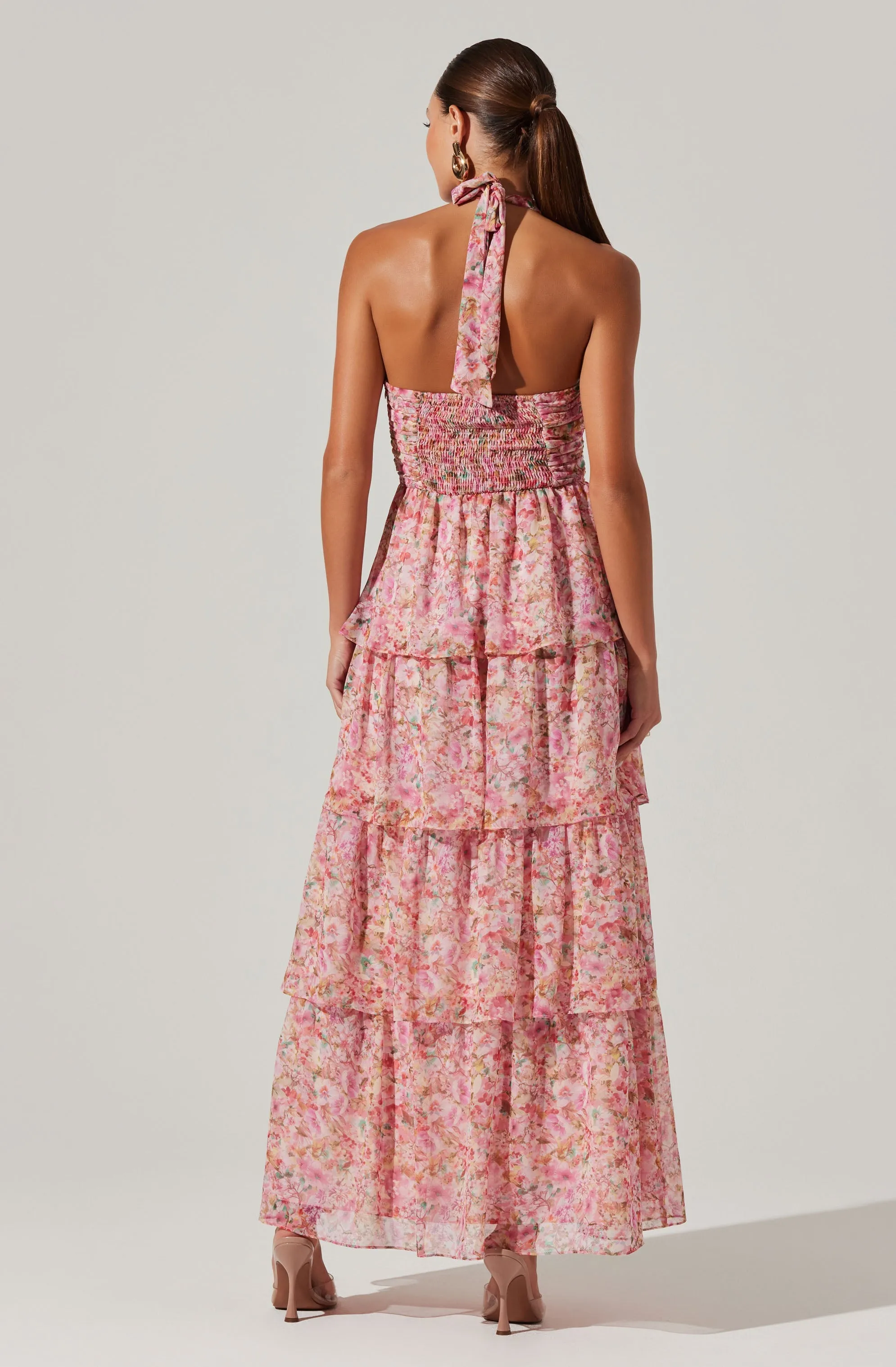 Brinley Floral Tiered Halter Dress