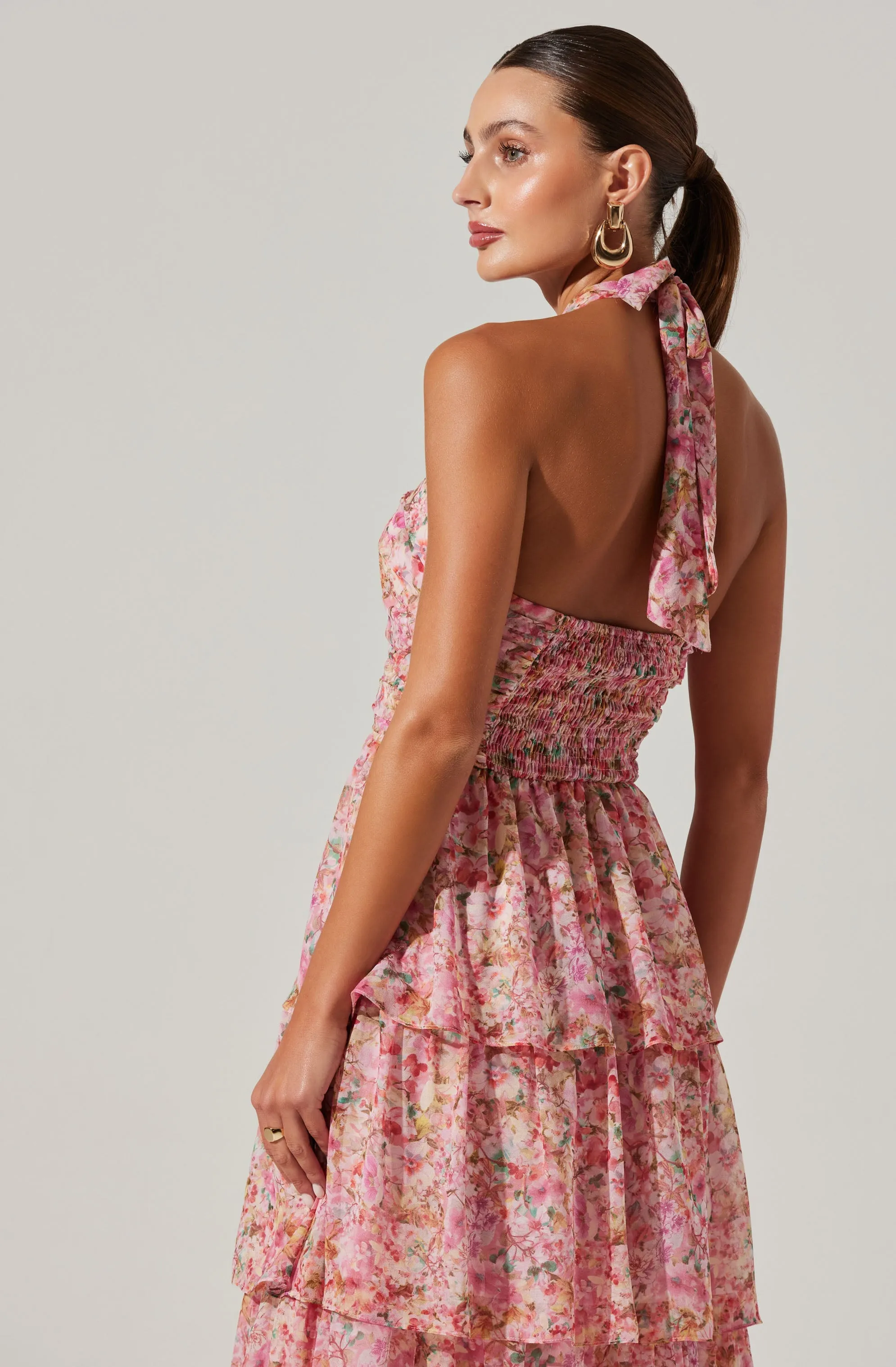 Brinley Floral Tiered Halter Dress