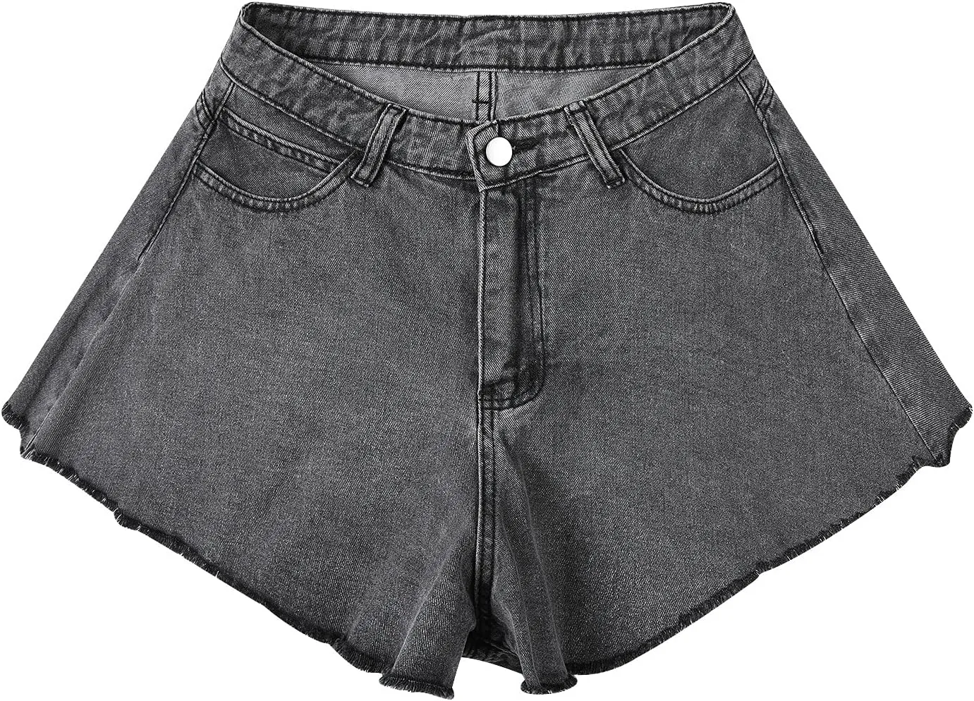 BTDECLAR Women's High Waisted Jean Shorts Casual Loose Wide Leg Raw Hem Distressed Ripped Denim Shorts Skirts with Pockets