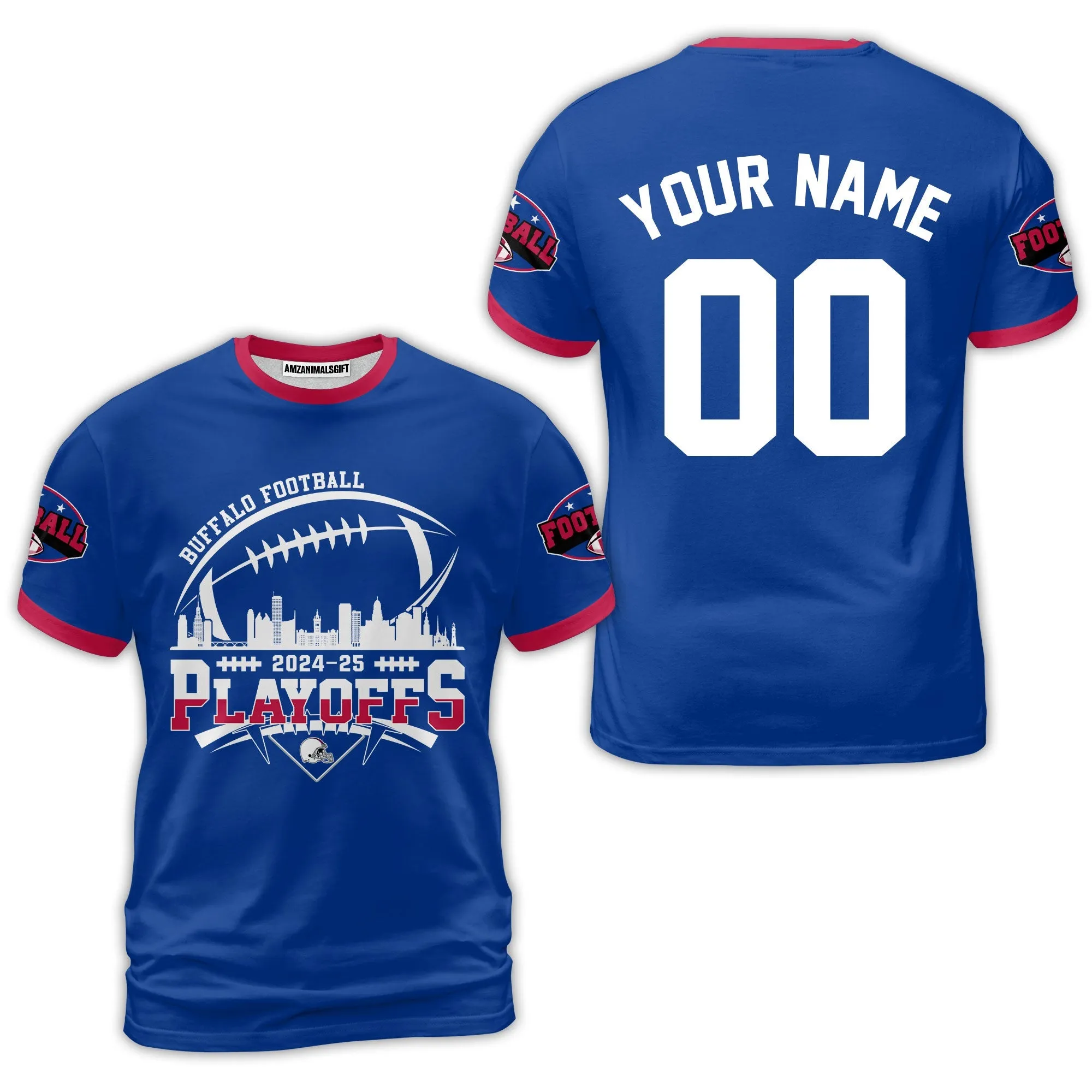 Buffalo American Football 2024-25 Playoffs Skyline Custom Sweatshirt, Playoffs Buffalo Football Game Day Custom 2 Sided Sweatshirt