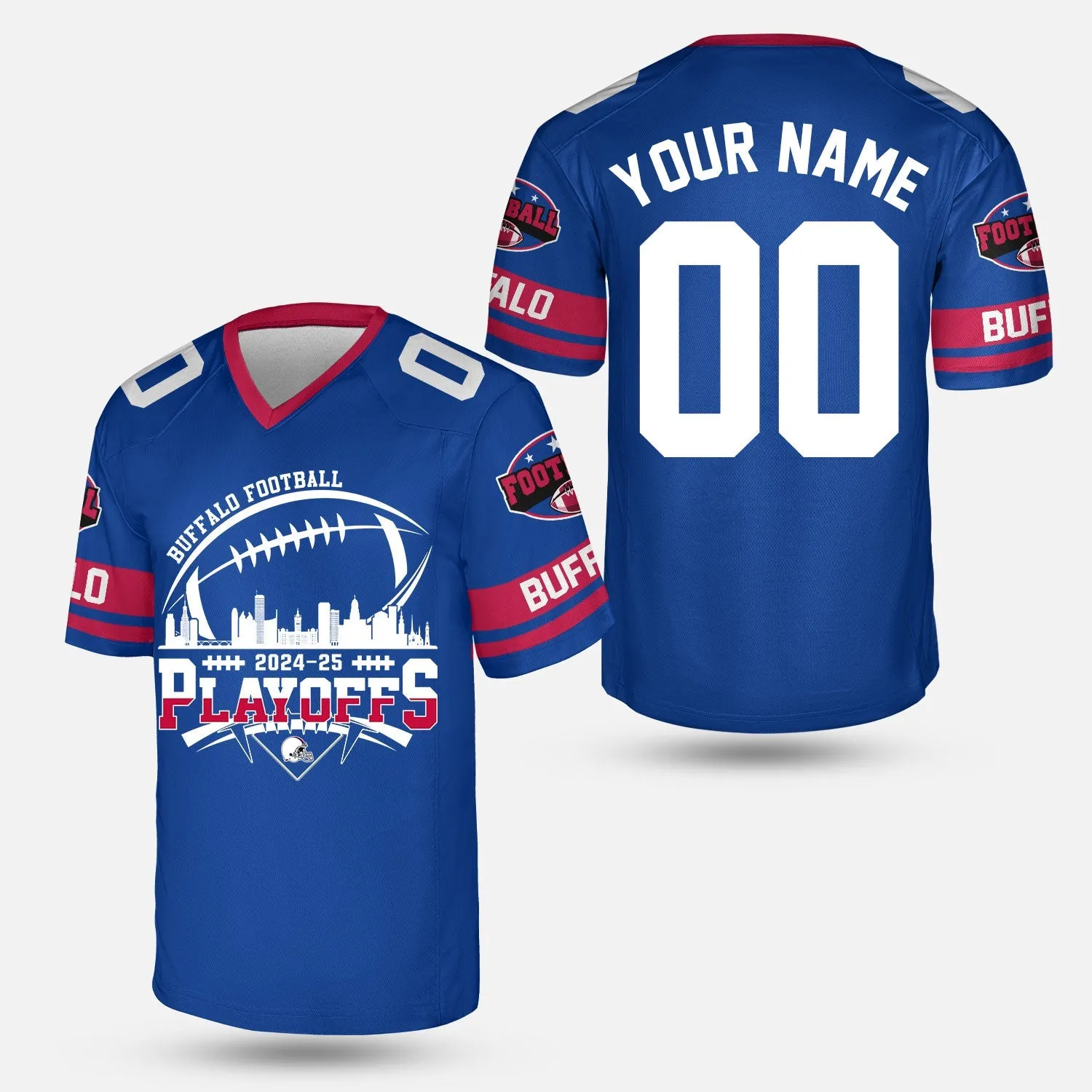 Buffalo American Football 2024-25 Playoffs Skyline Custom Sweatshirt, Playoffs Buffalo Football Game Day Custom 2 Sided Sweatshirt