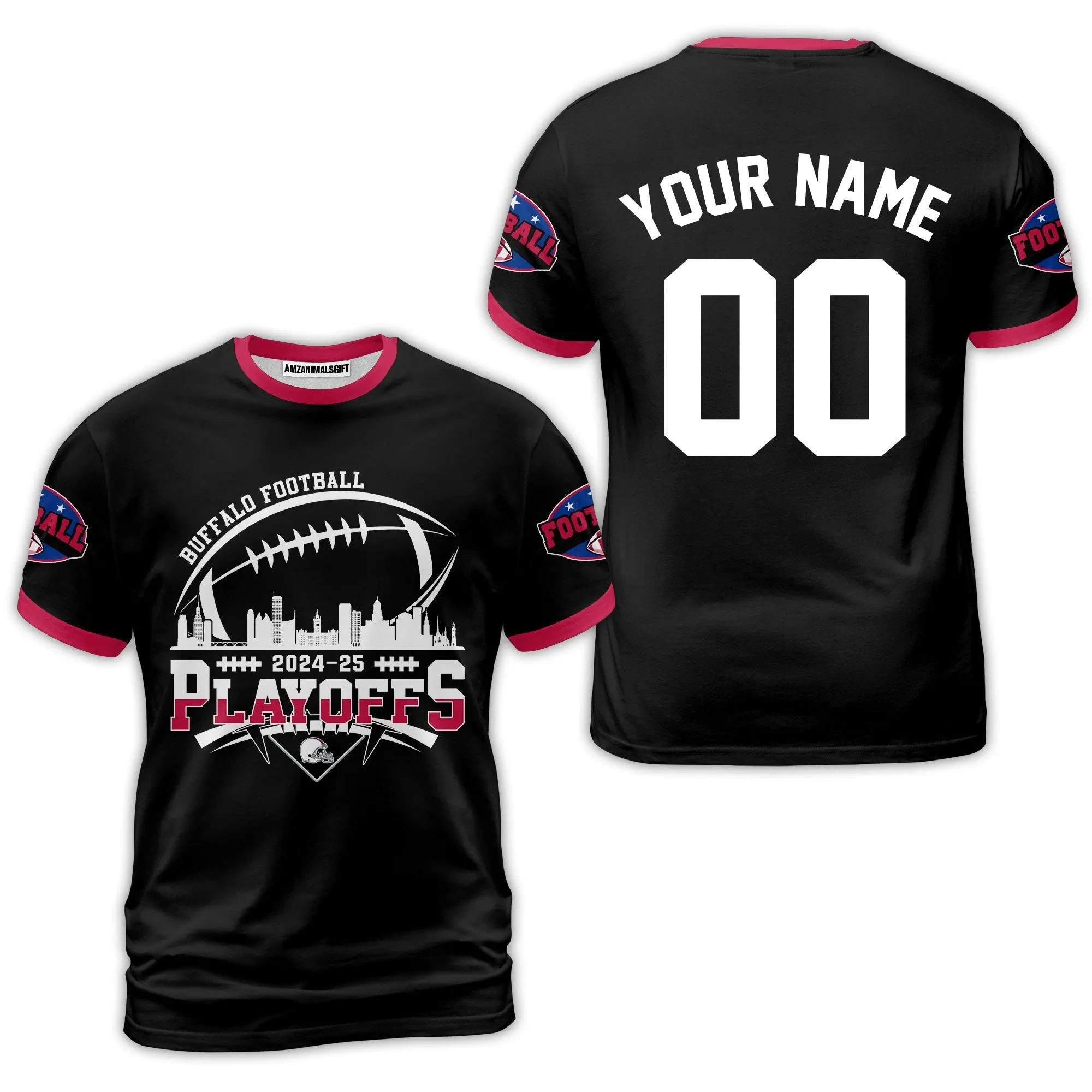 Buffalo American Football 2024-25 Playoffs Skyline Custom Sweatshirt, Playoffs Buffalo Football Game Day Custom 2 Sided Sweatshirt