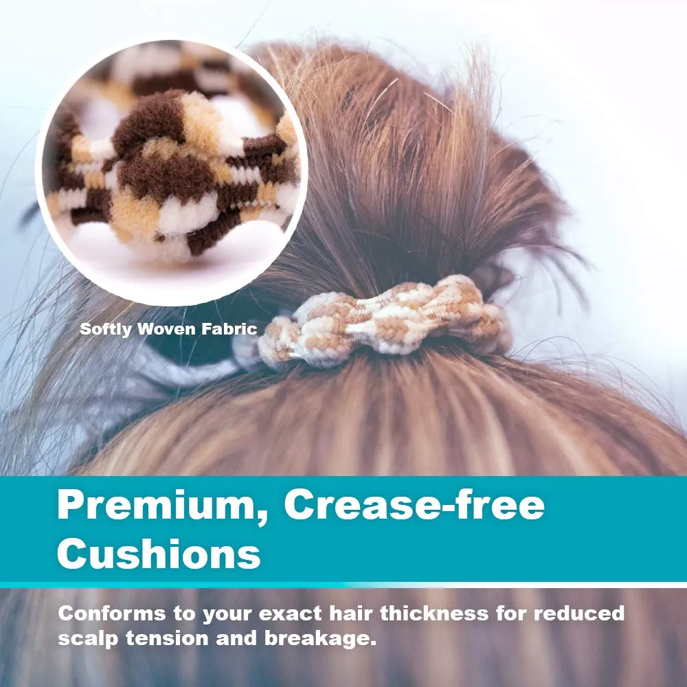 Bunzee Bands - Adjustable Length Hairbands | Cushioned No-Slip Design | Perfect for Crease free Thick Ponytails, Buns, Puffs and Updos | Patent Pending (Small, Black Marble)