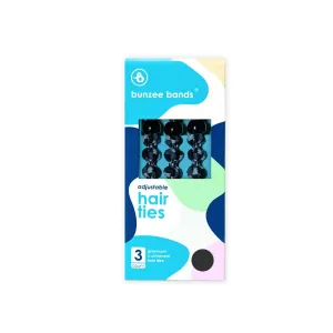 Bunzee Bands - Adjustable Length Hairbands | Cushioned No-Slip Design | Perfect for Crease free Thick Ponytails, Buns, Puffs and Updos | Patent Pending (Small, Black Marble)