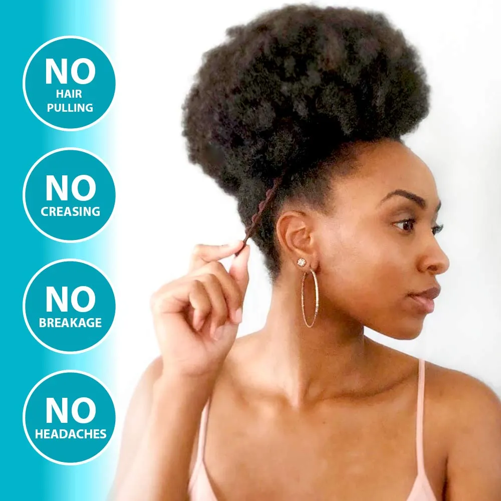 Bunzee Bands - NEW Ultimate Headband Hair Tie for Thick Heavy Natural Kinky & Curly Hair. Adjustable Sizing for the Perfect Ponytail, Hair Bun, High Puff and Updos - PATENT PENDING (Pack of 1, Black Striped)