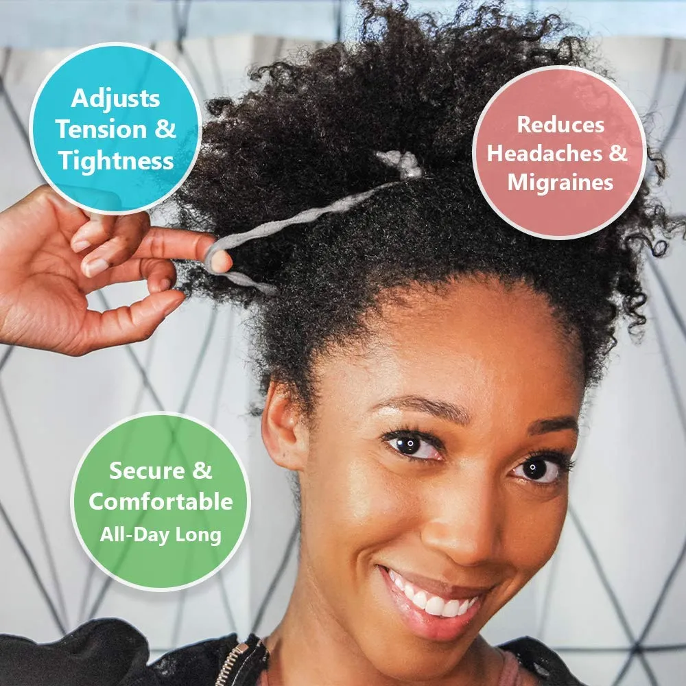 BunzeeBands Adjustable Length Hairband | Long Cushioned Headband Ties for Women with Thick, Braided, Kinky, Curly, Natural Hair | Extra Stretchy, No-Slip Design