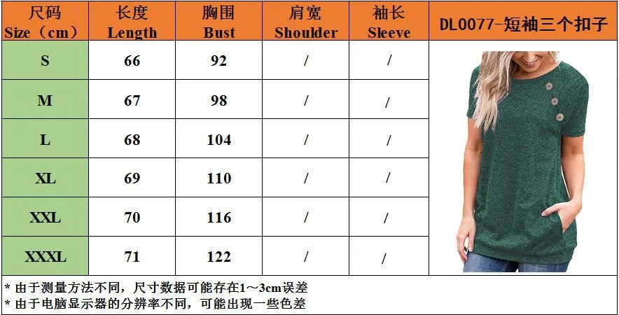 Button Scoop Long Sleeves Pockets T-shirt