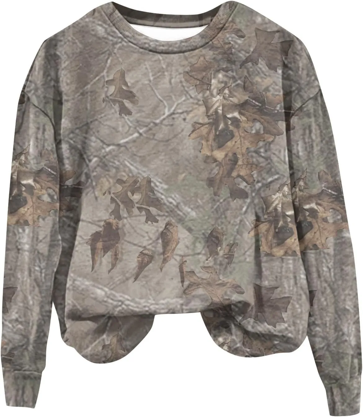 Camo Sweatshirts for Women Maplr Leaf Print Crewneck Sweatshirts Long Sleeve Oversized Pullover Fall Camo Sweater