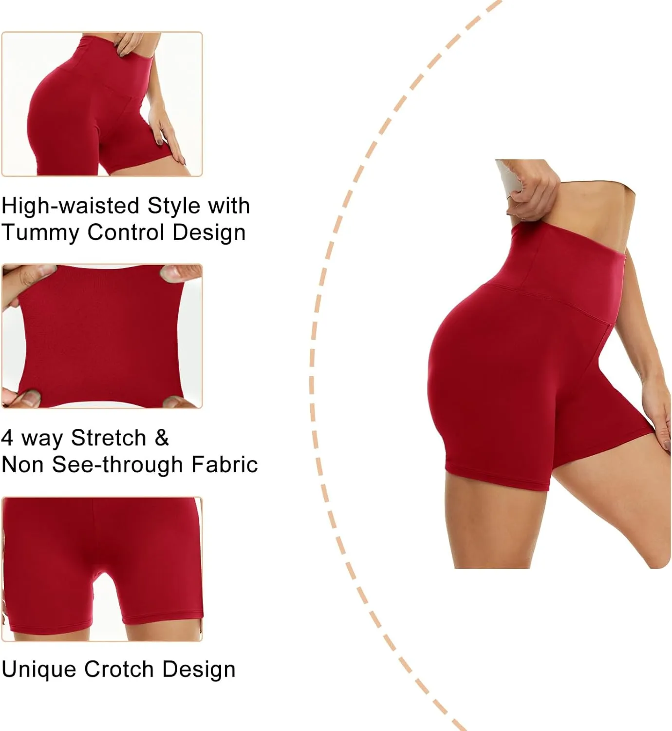 CAMPSNAIL Workout Biker Shorts Women - 3"/5"/8" High Waisted Tummy Control Spandex Booty Volleyball Shorts for Yoga Dance