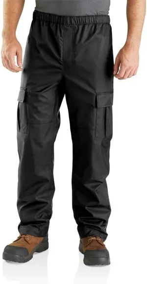 Carhartt Men's Relaxed Fit Midweight Rain Pant, Black, Small