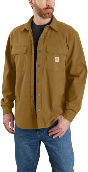 Carhartt Men's Rugged Flex Relaxed Fit Canvas Fleece-Lined Shirt Jac