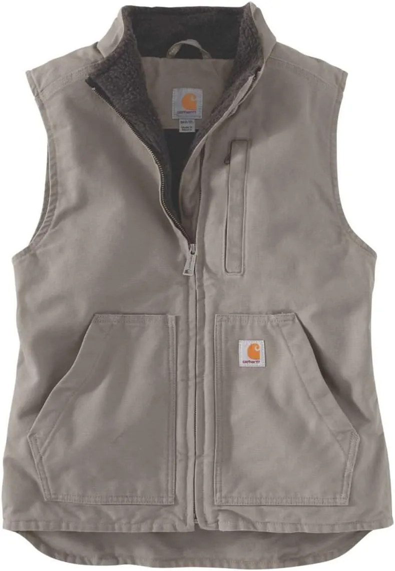 Carhartt Women's Relaxed Fit Washed Duck Sherpa-Lined Mock-Neck Vest