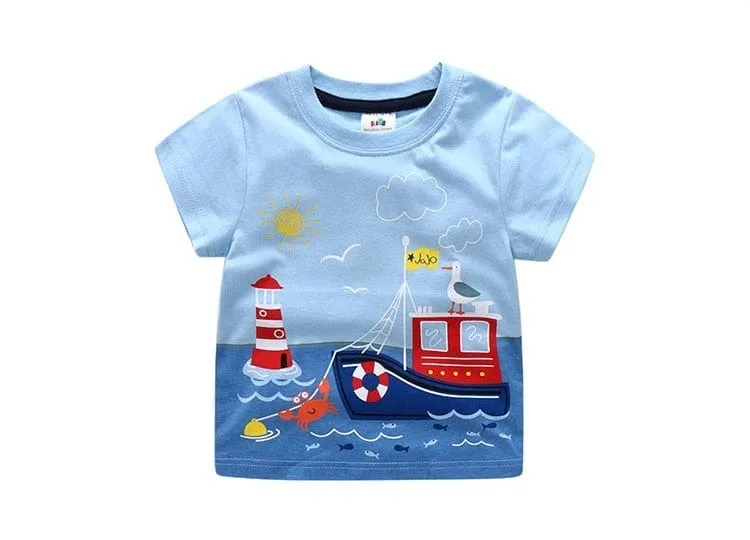 Cartoon Print Boys T Shirt