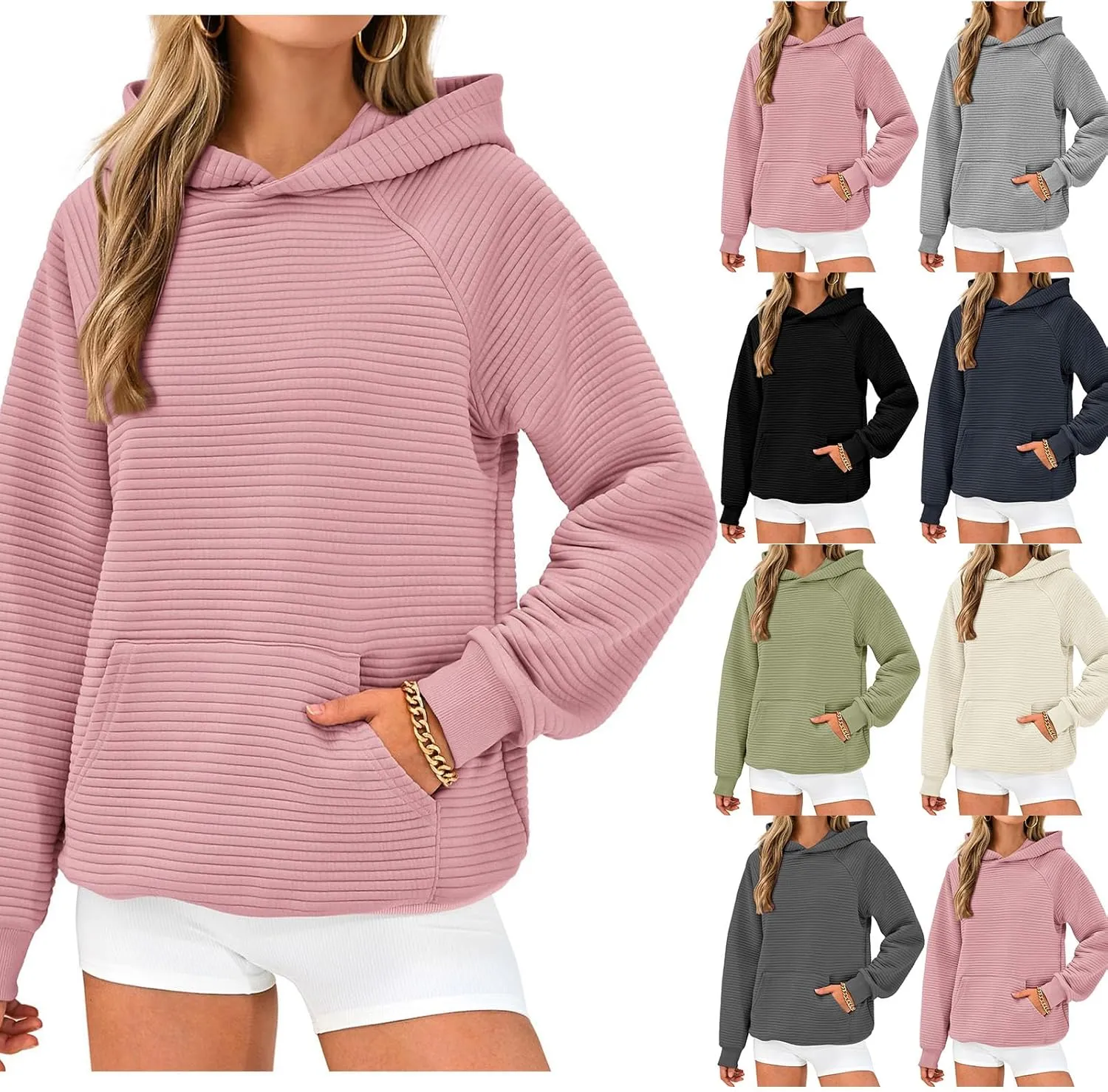 Casual Hoodies for Women Trendy Long Sleeve Sweatshirts Soild Color Oversized Hoodie Fall Pullover