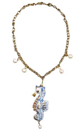 Cavalluccio Marino Ceramic Short Necklace by Cashfana