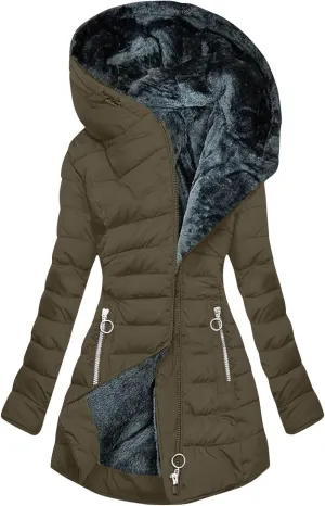 Cbcbtwo Winter Coats for Women 2024 Puffer Thicken Fleece Lined Down Jacket Faux Fur Parka Coat Plus Size Maxi Warm Outwear