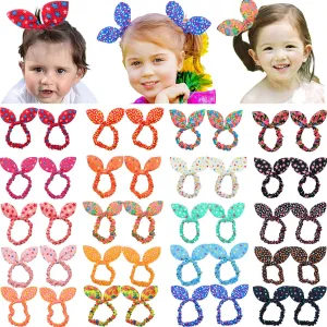 CELLOT 40Pcs Cute Baby Hair Ties Bunny Rabbit Ears Hair Bows Seamless No Crease Elastics Hair Holders for Little Girls and Toddlers in Pairs