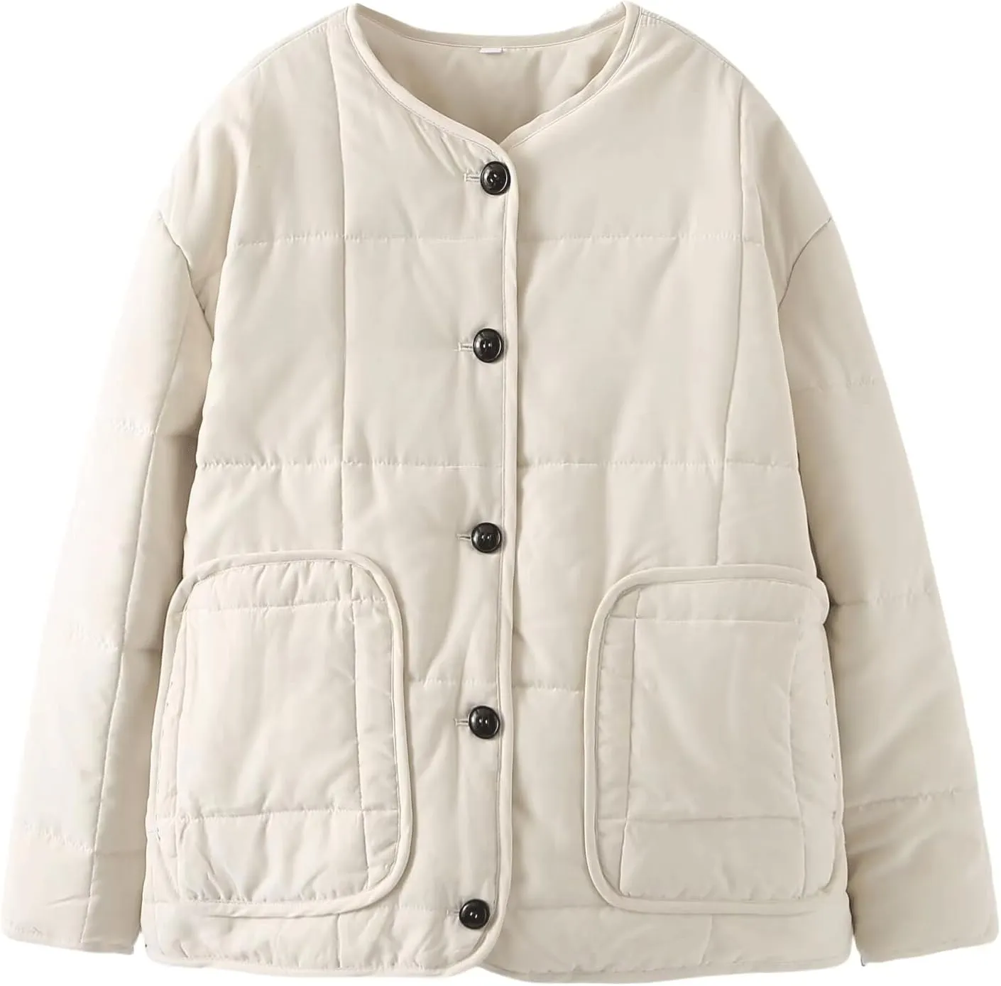 CHARTOU Women's Cotton Button Down Puffer Coat Winter Lightweight Quilted Jacket Casual loose Padded Coat Warm
