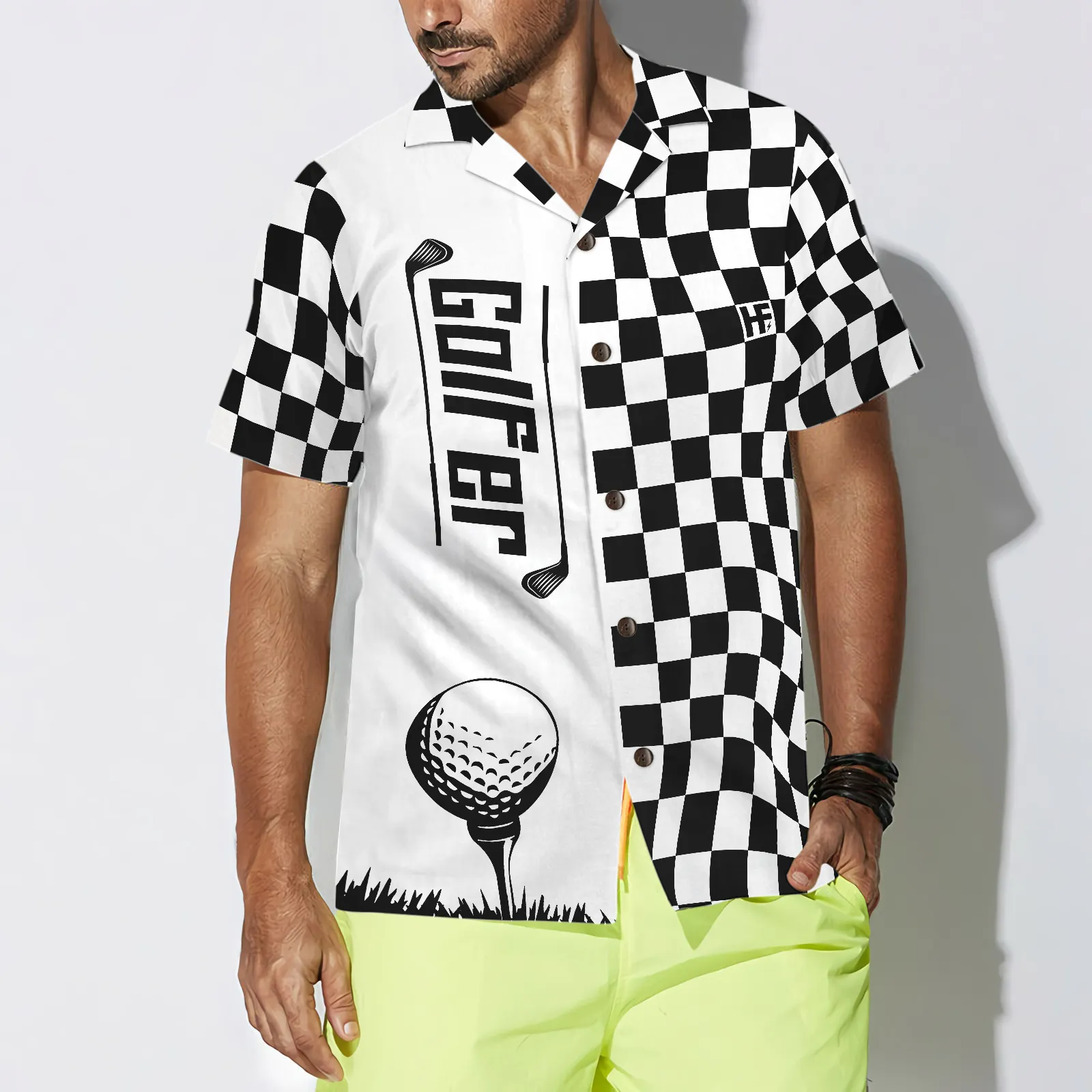Checkerboard Style Golfer Hawaiian Shirt, Best Gift For lover, Friend, Family