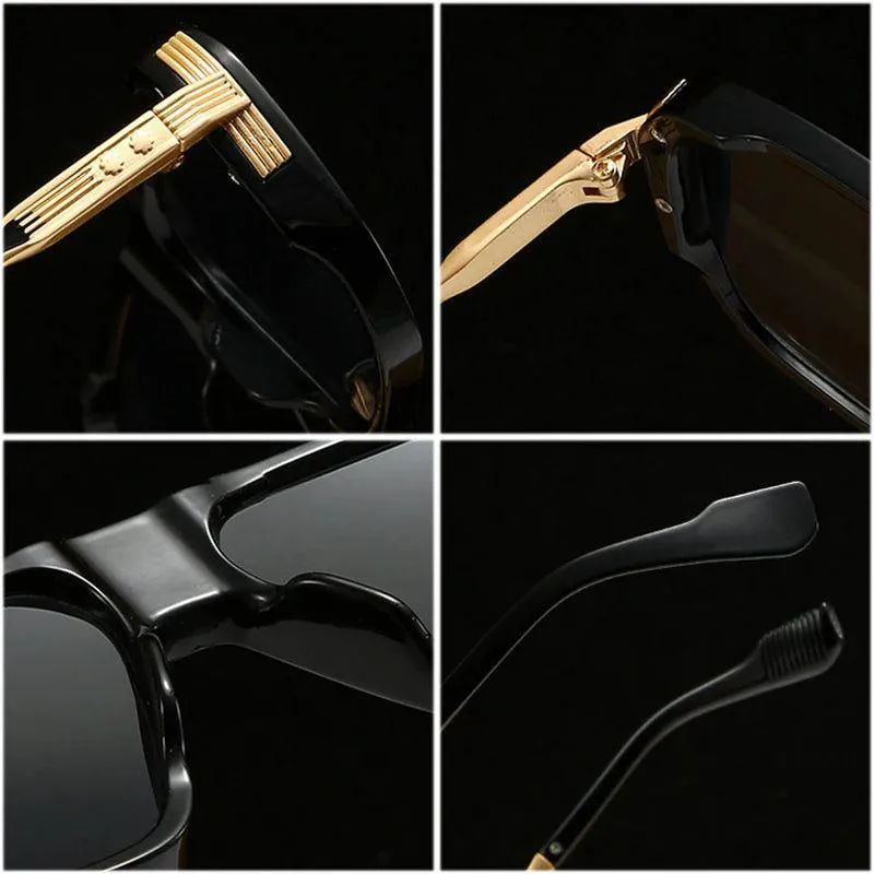 Chic Retro Square Gradient Sunglasses with Rivet Details - UV400 Protection Fashion Shades