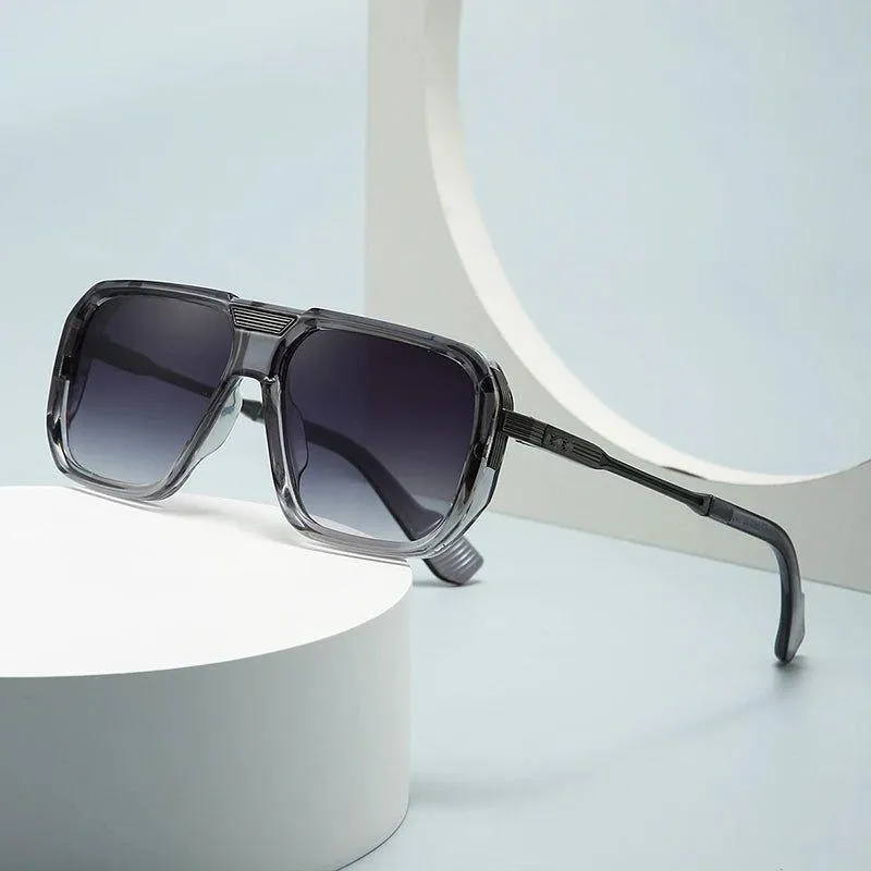 Chic Retro Square Gradient Sunglasses with Rivet Details - UV400 Protection Fashion Shades