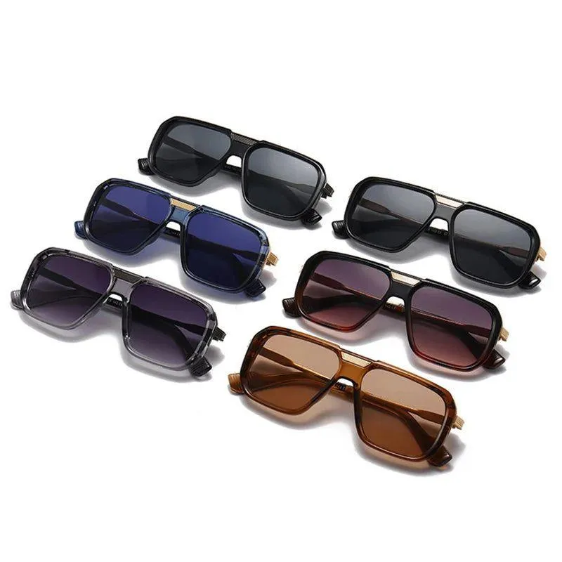 Chic Retro Square Gradient Sunglasses with Rivet Details - UV400 Protection Fashion Shades